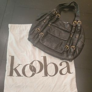 Kooba black pebble leather hobo purse